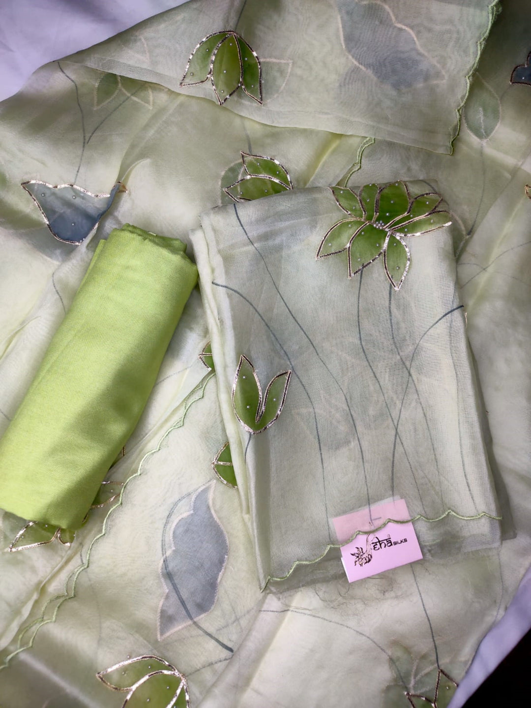 Mint Green Organza Dress Material