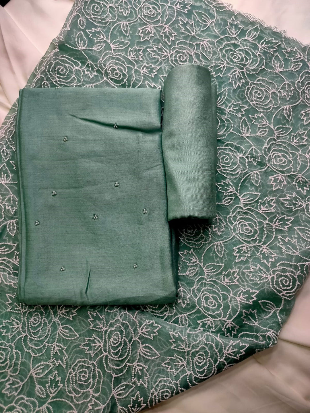 Pista Green Organza Fabric