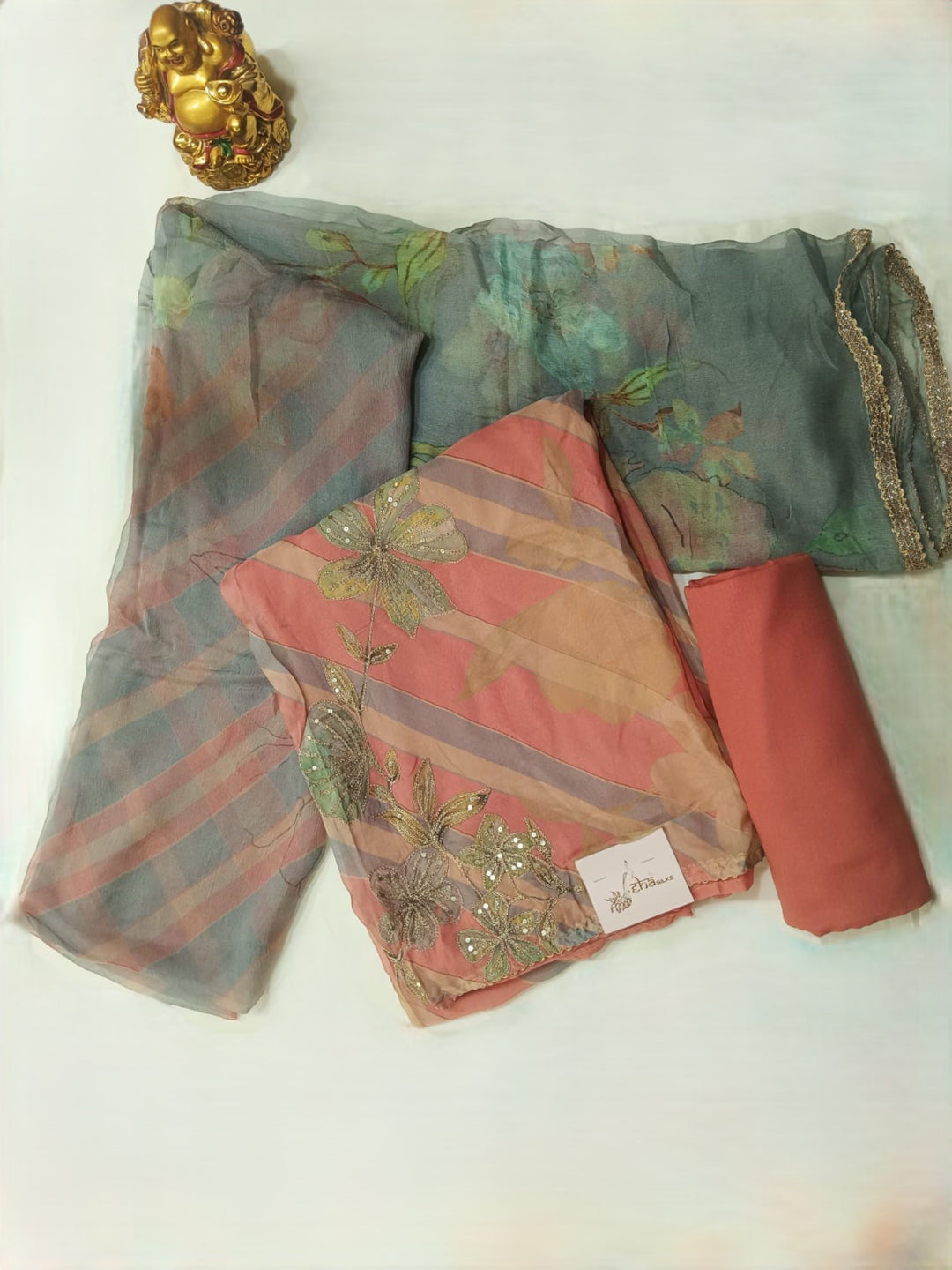 Dress Material with Floral Embroidery