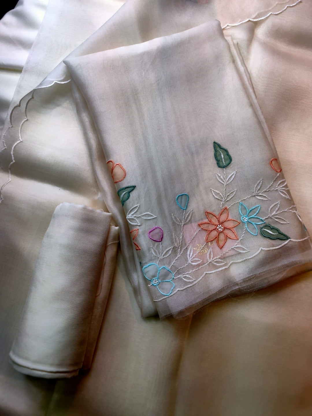 Off White Organza Dress Material