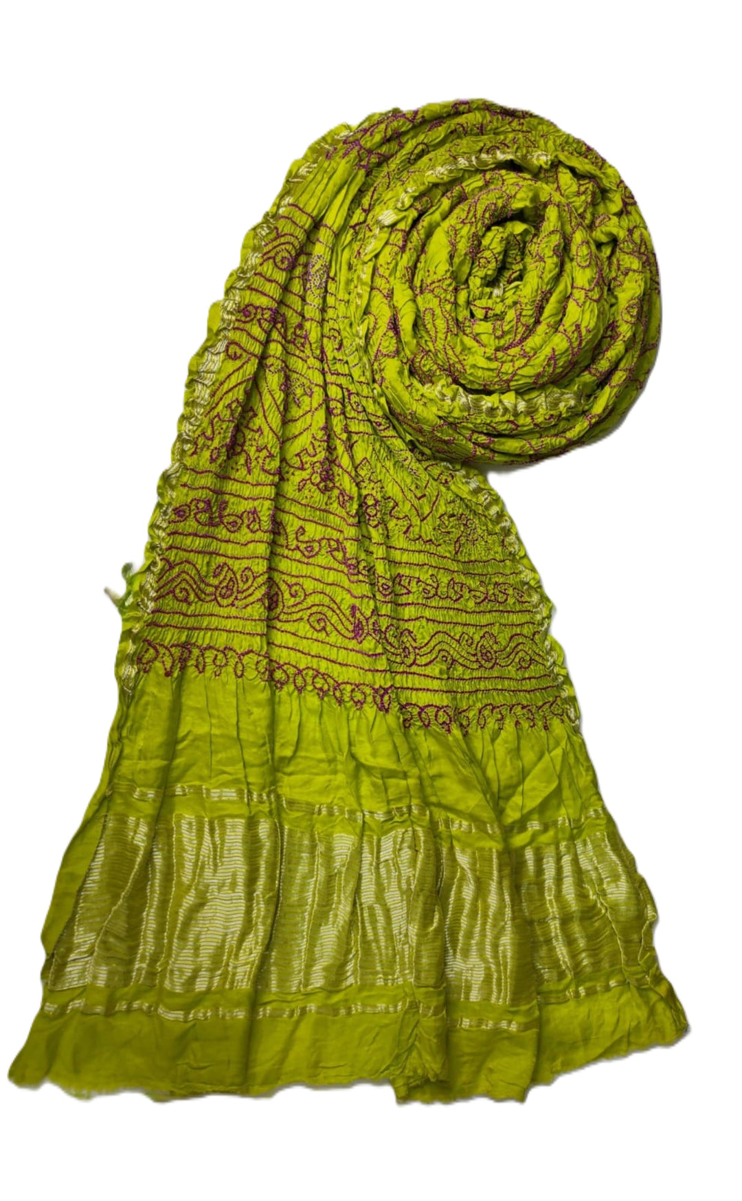 Lime Green Bandhani Saree