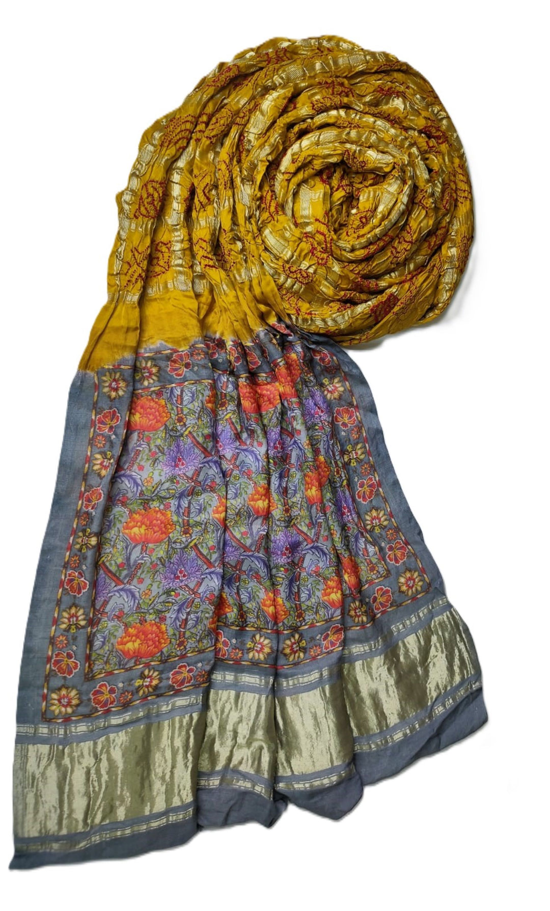 Golden Bandhani Saree