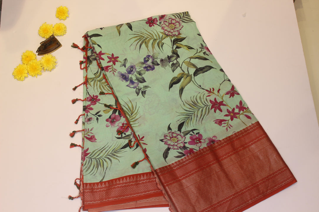 Digital print cotton saree