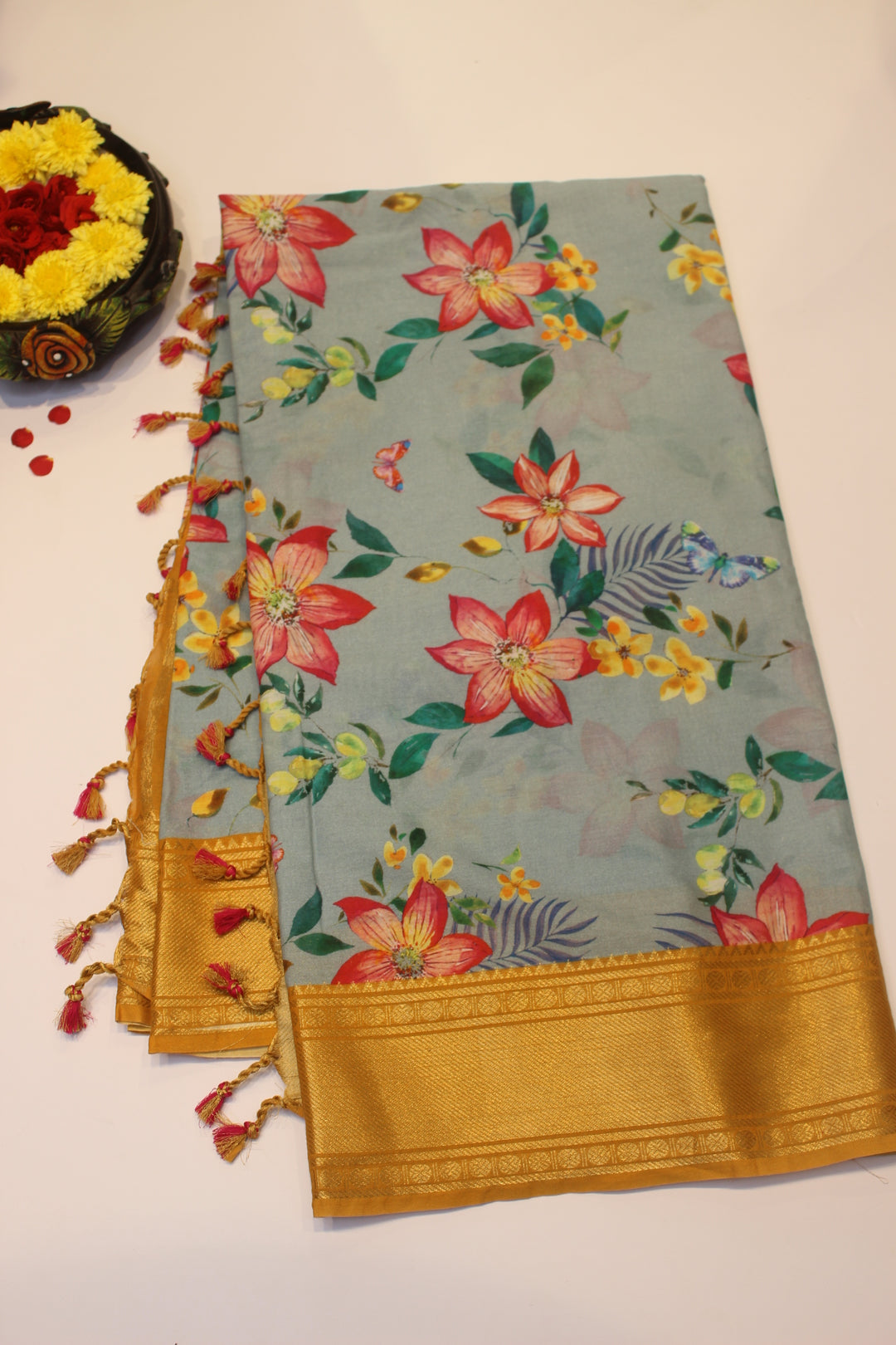 Digital print cotton saree