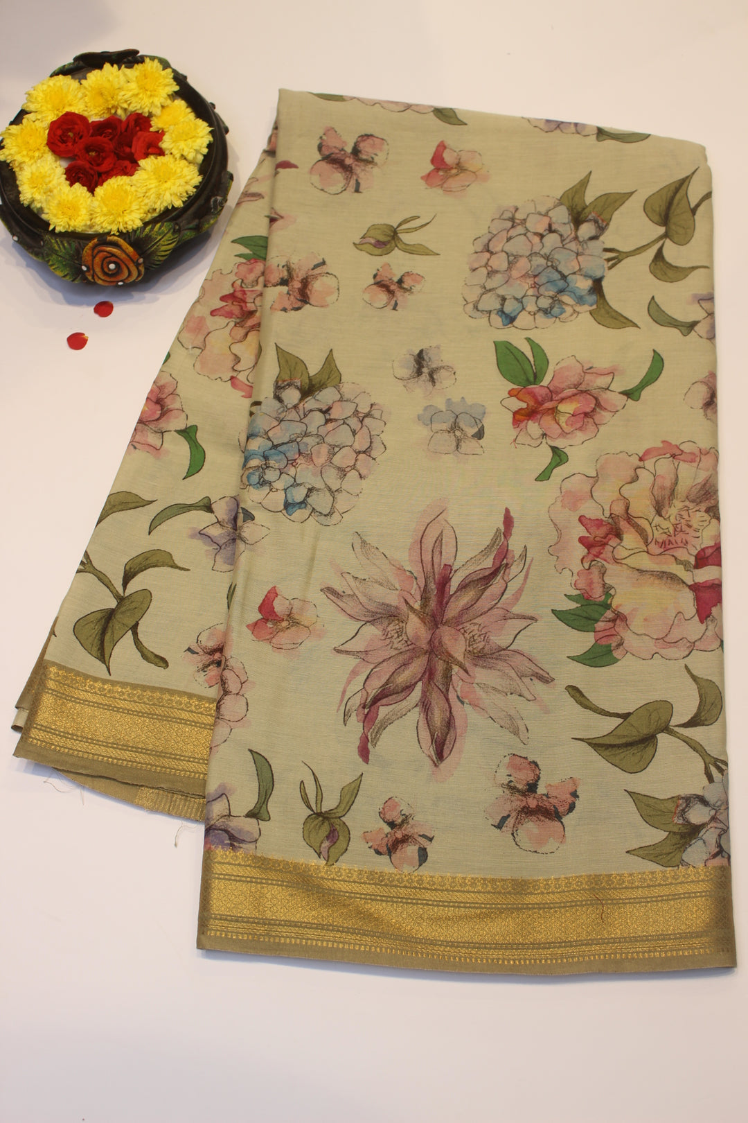 Digital print cotton saree