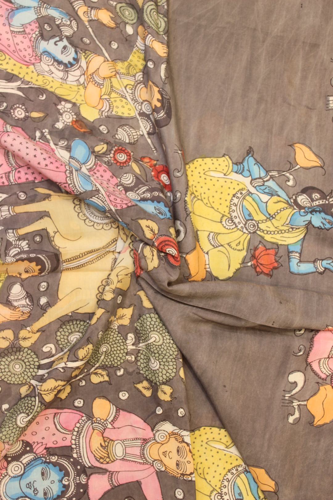 Brown Colour Pen kalamkari Fabric