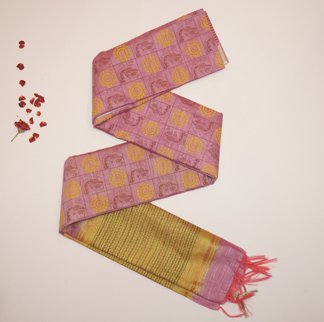 Printed linen saree
