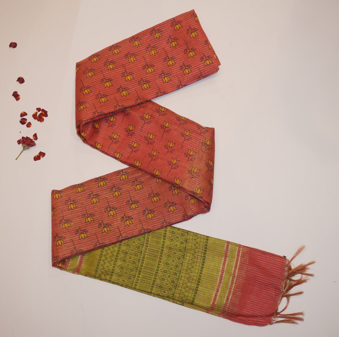 Printed linen saree