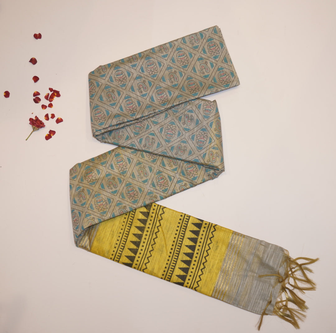 Printed linen saree