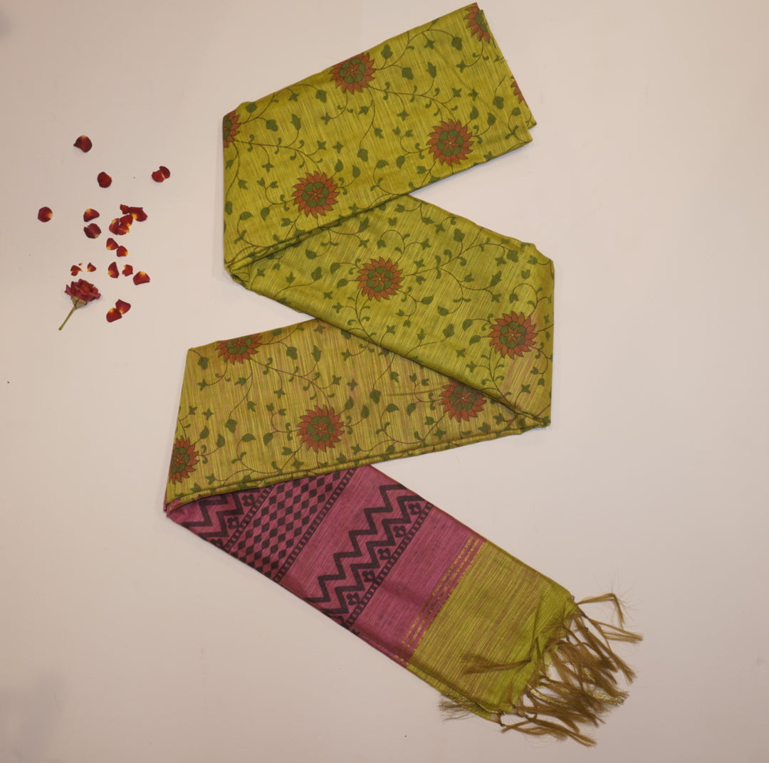 Printed linen saree