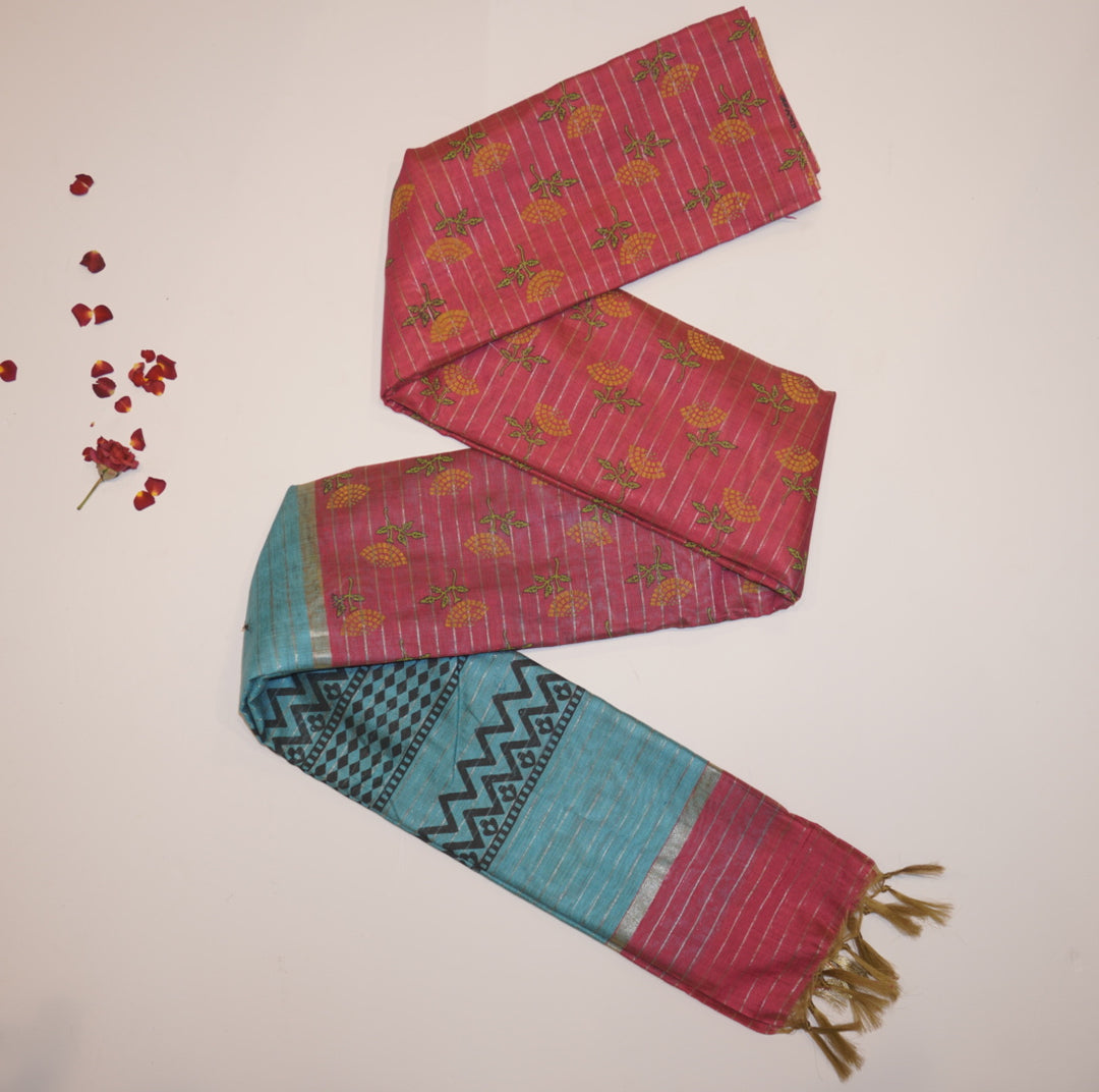 Printed linen saree