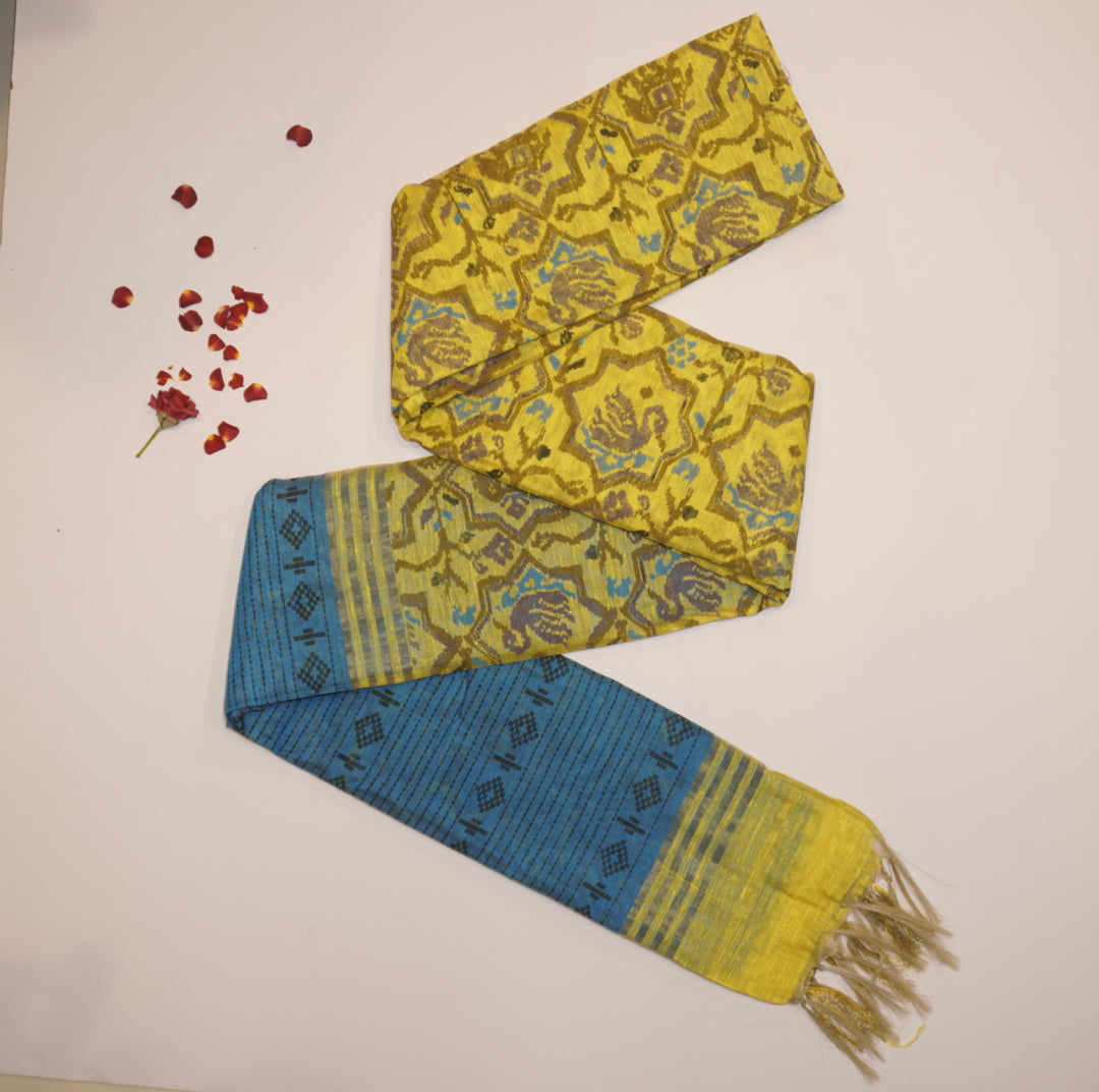 Printed linen saree
