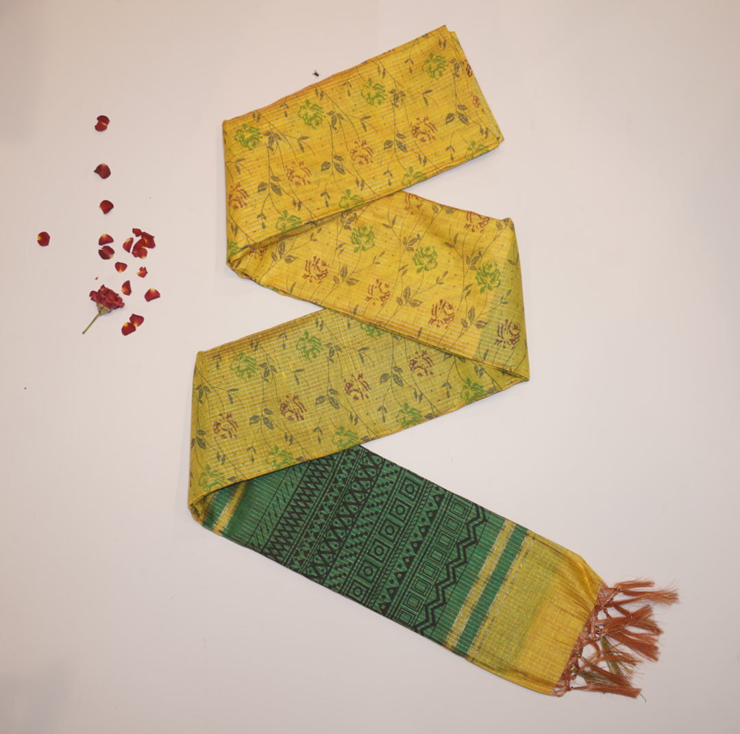 Printed linen saree