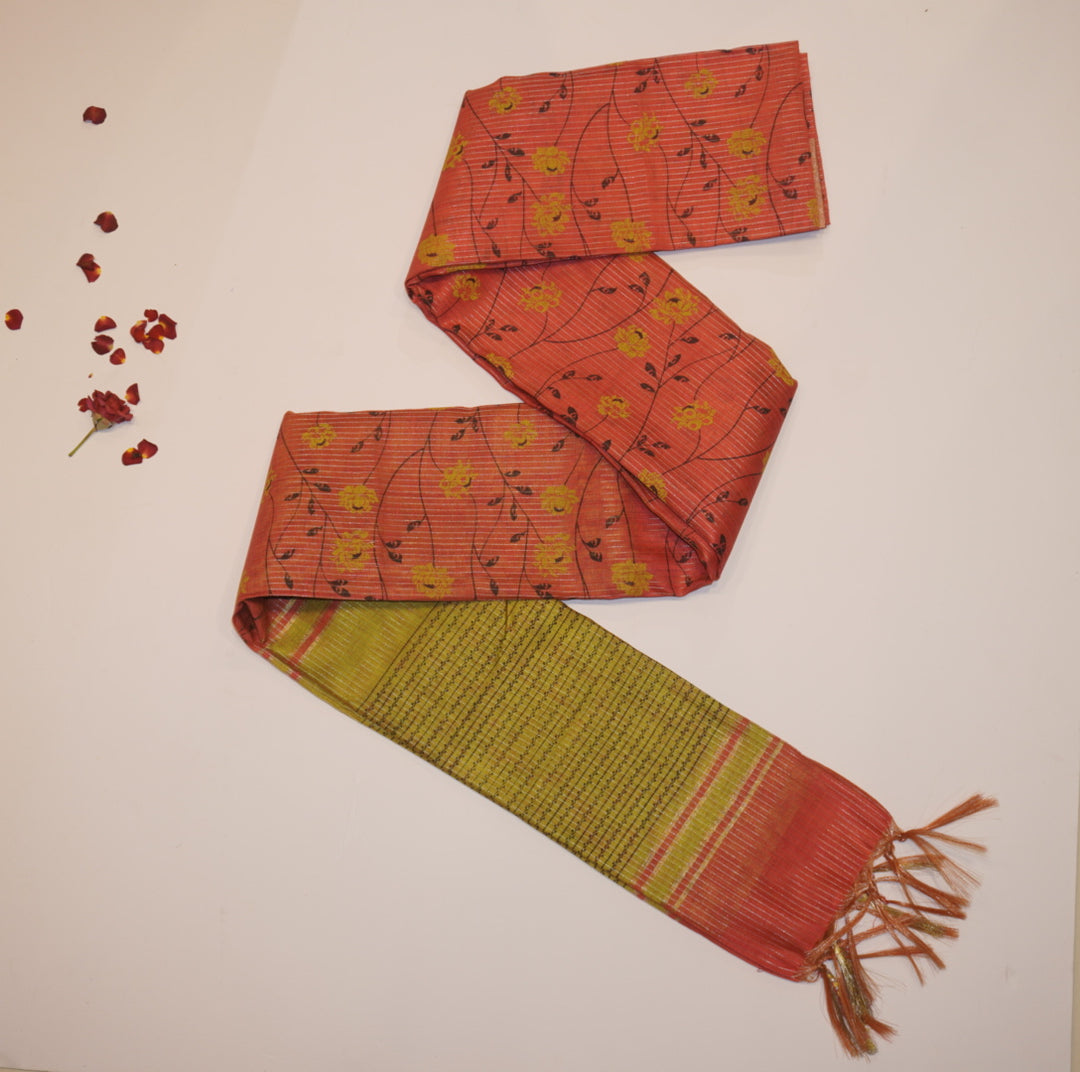 Printed linen saree