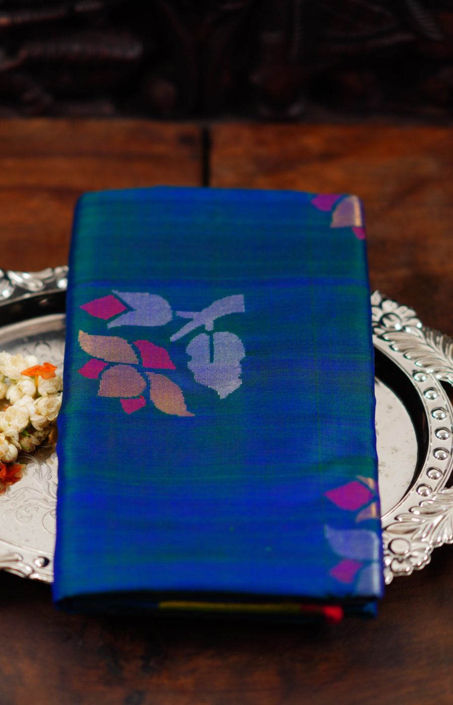 Peacock Blue Uppada Jamdani saree