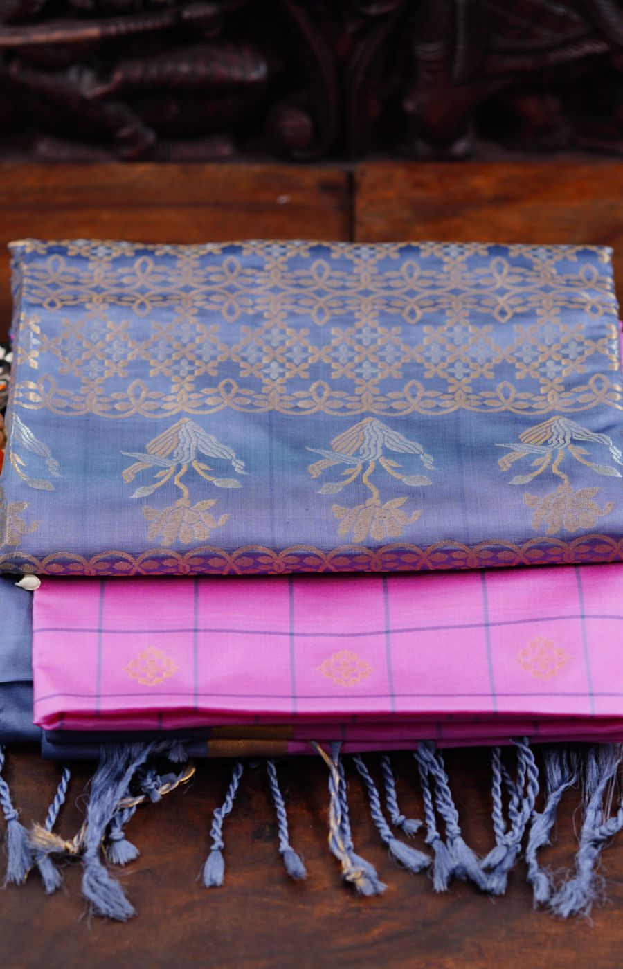 Pink and Grey Soft pattu