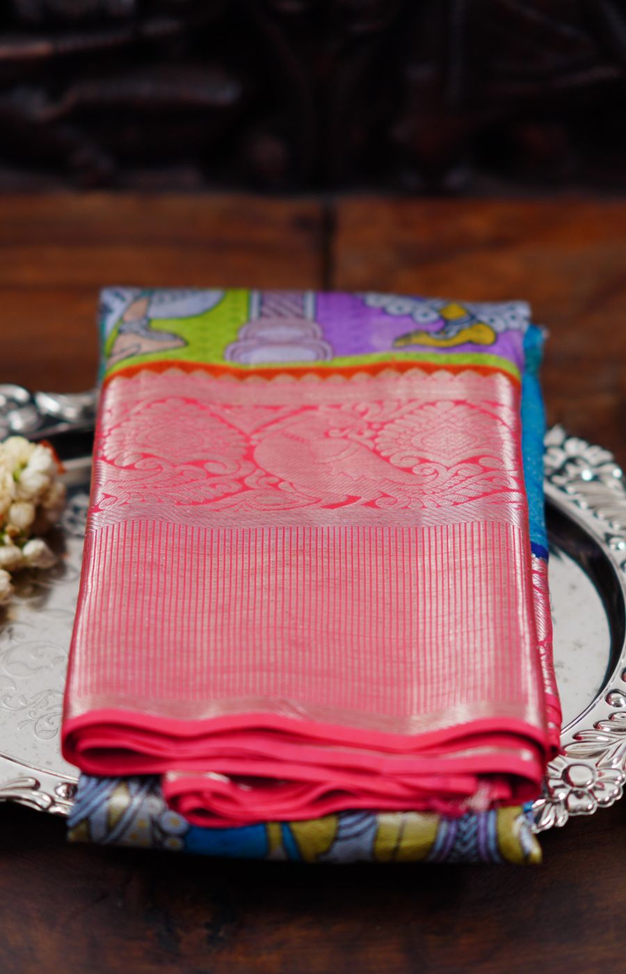 Kanchipuram Kalamkari Pattu saree