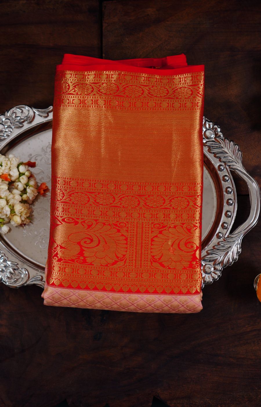 Flamingo pink Kanchipuram pattu