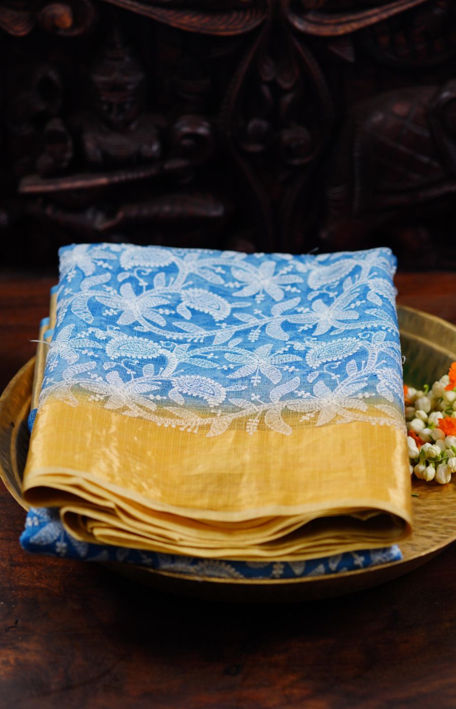 Blue embroidered Kota Saree