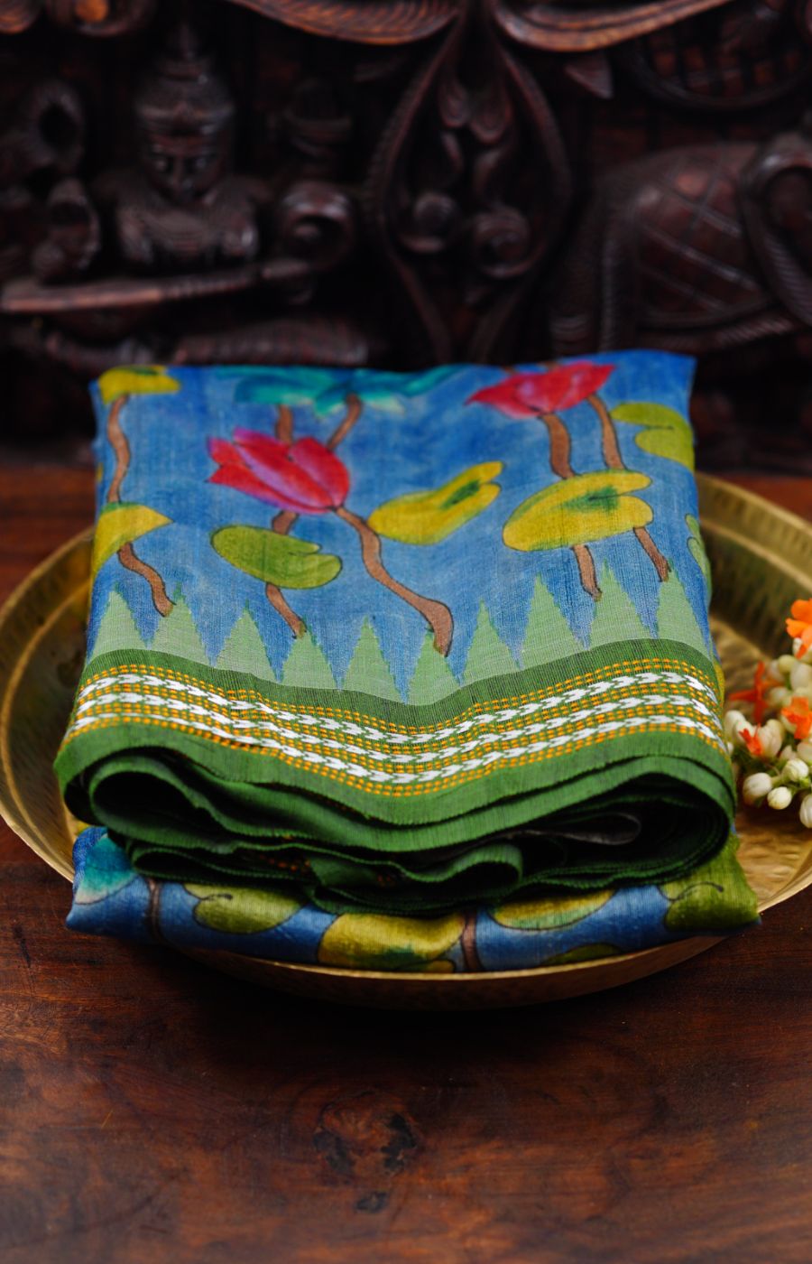 Floral Printed Tusser Silk