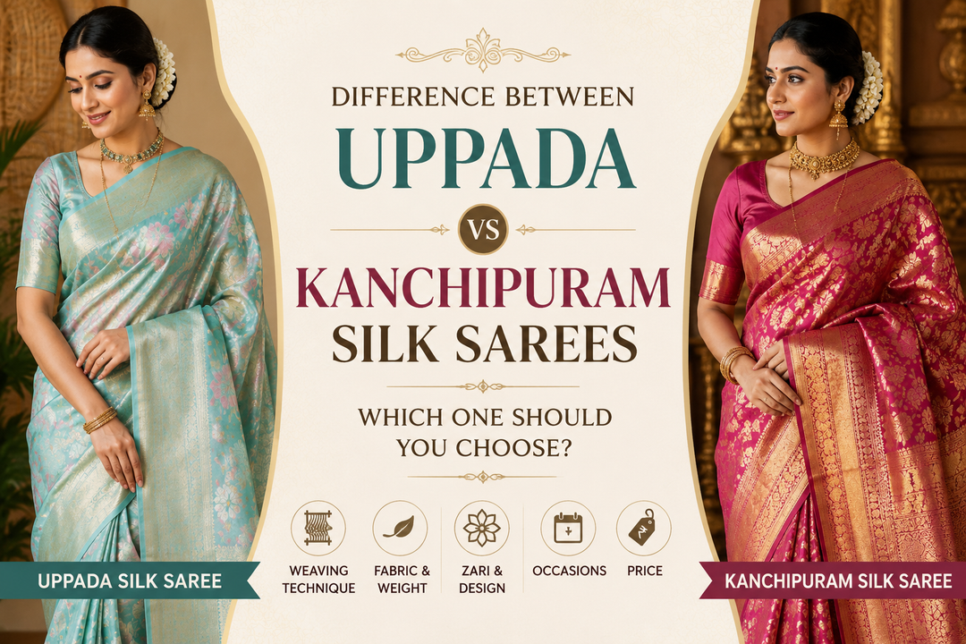 Difference Between Uppada and Kanchipuram Silk Sarees