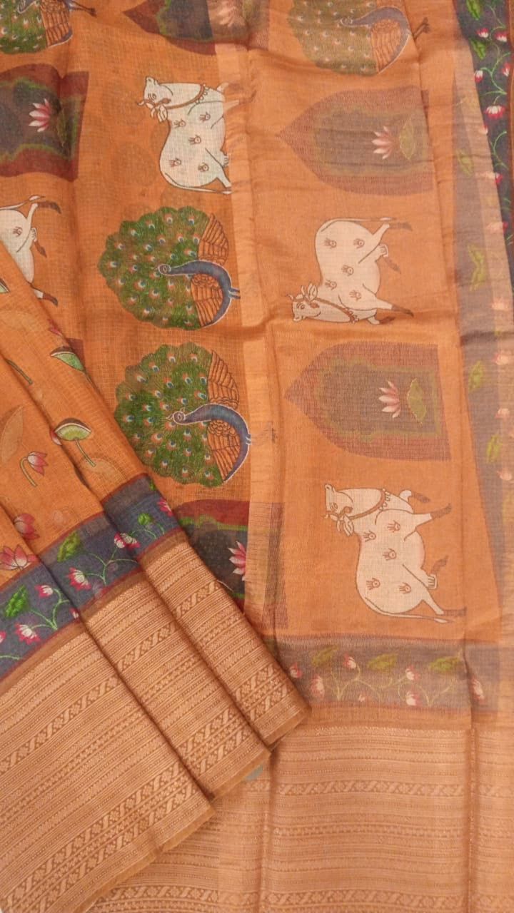 Mustard color Silk Kota saree