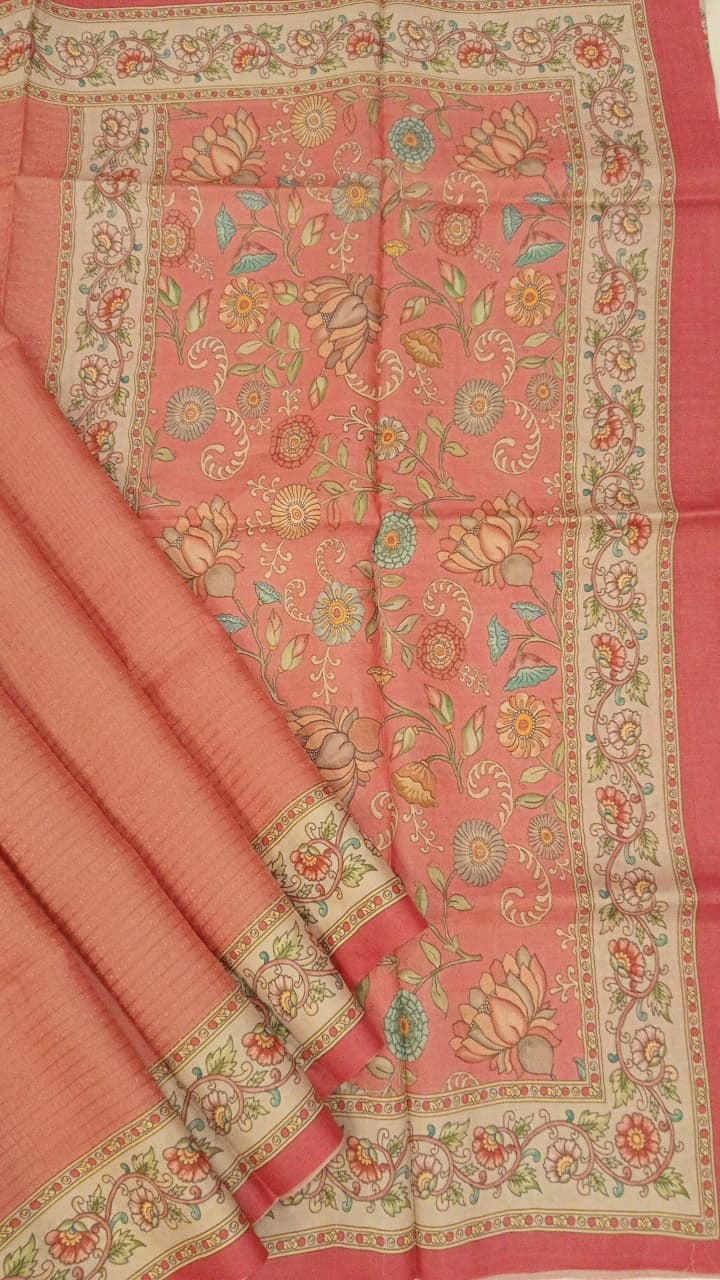 Onion Pink Tussar Silk Sarees