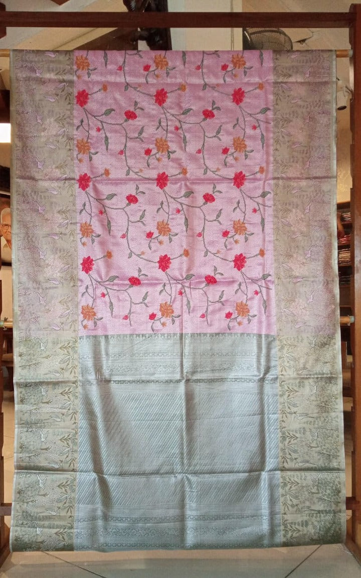 Pink Embroidery Silk SaREE