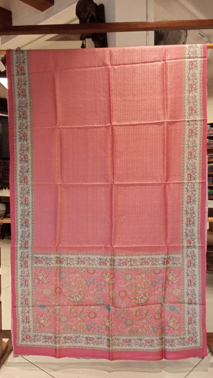 Onion Pink Tussar Silk Sarees