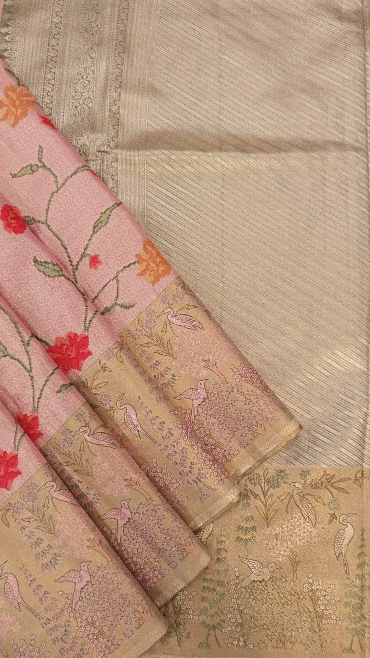 Pink Embroidery Silk SaREE