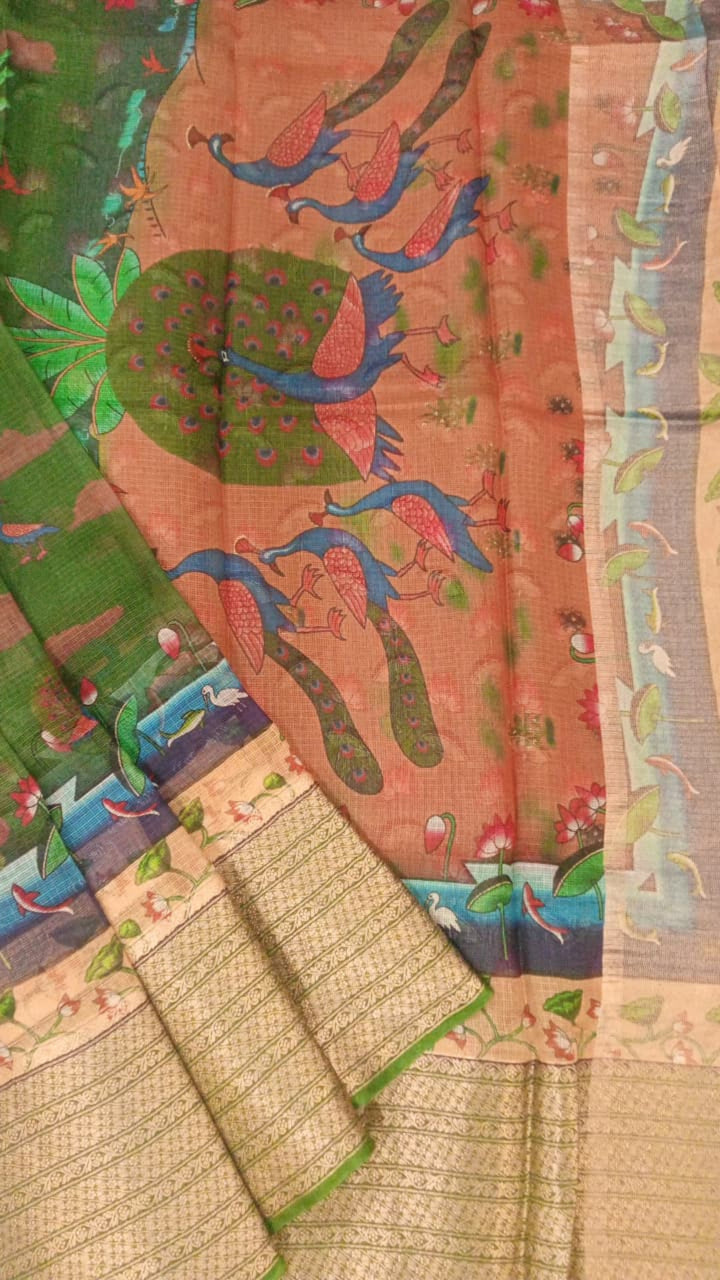 Mehandi Green Silk Kota saree