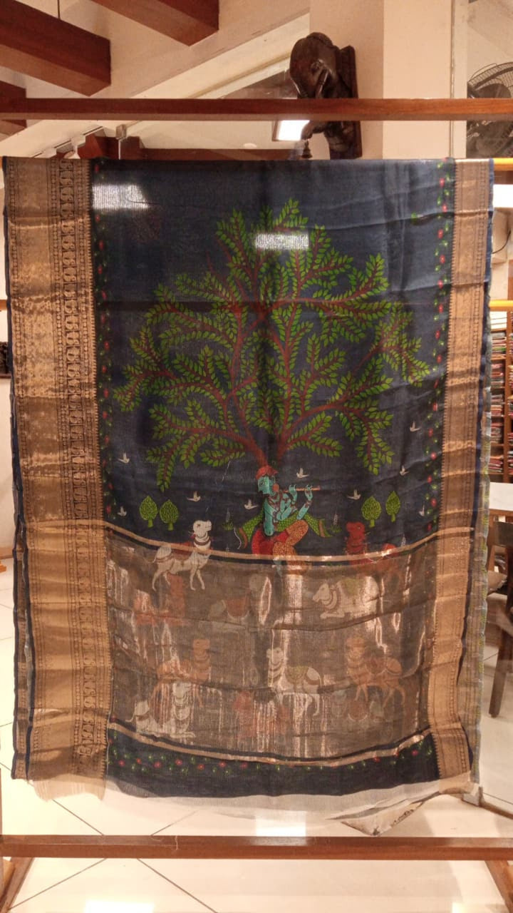 Navy Blue Silk Kota saree