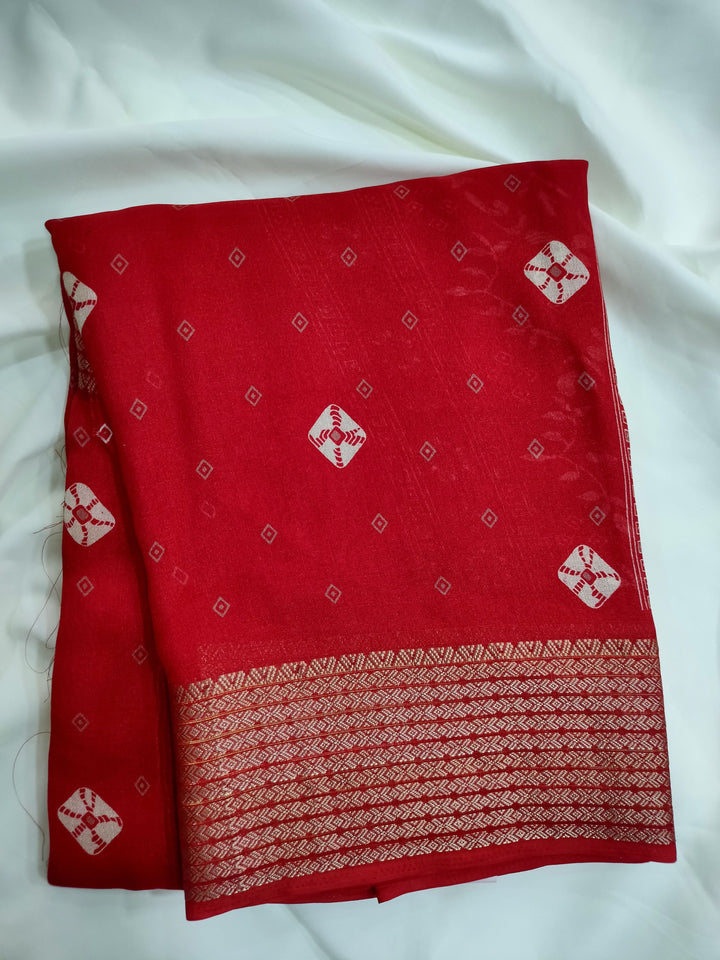 Ajrakh Print Fancy Saree
