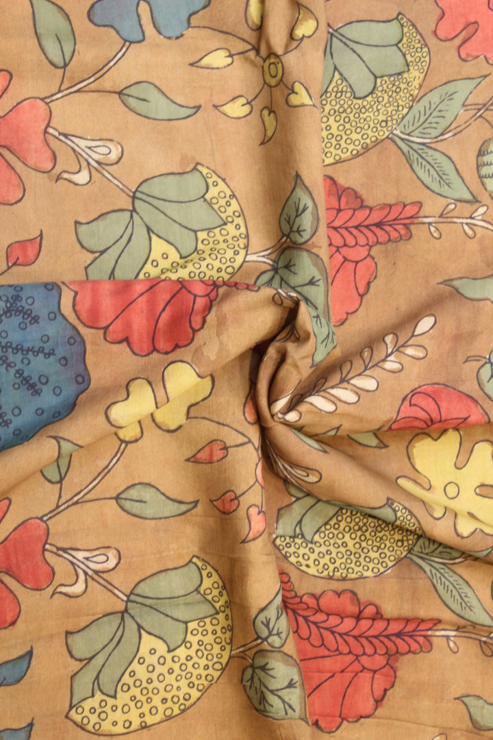 Brown Colour Pen kalamkari Fabric