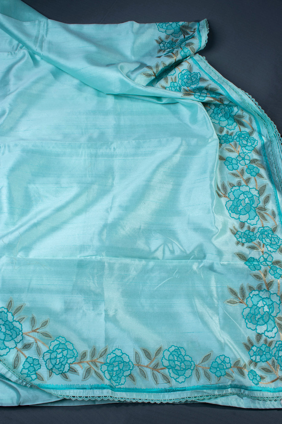 Raw silk with embroidery