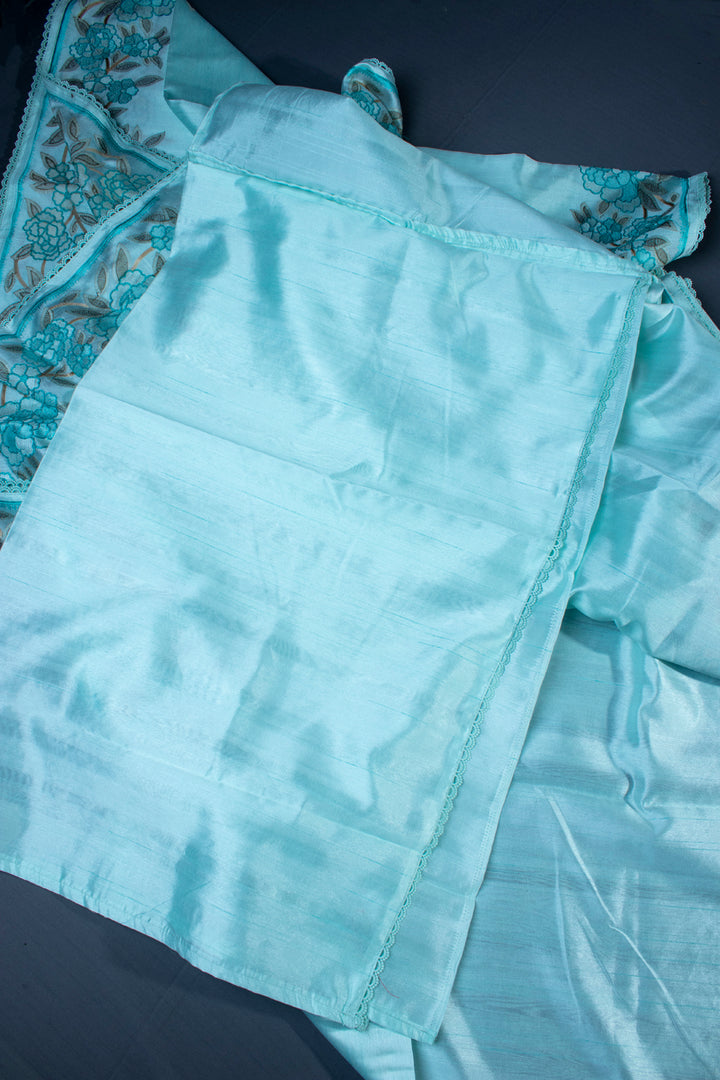 Raw silk with embroidery