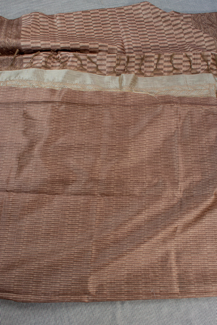 Tussar silk saree with kantha work