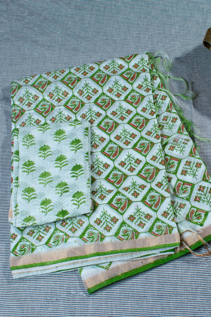 chanderi cotton block print sarees