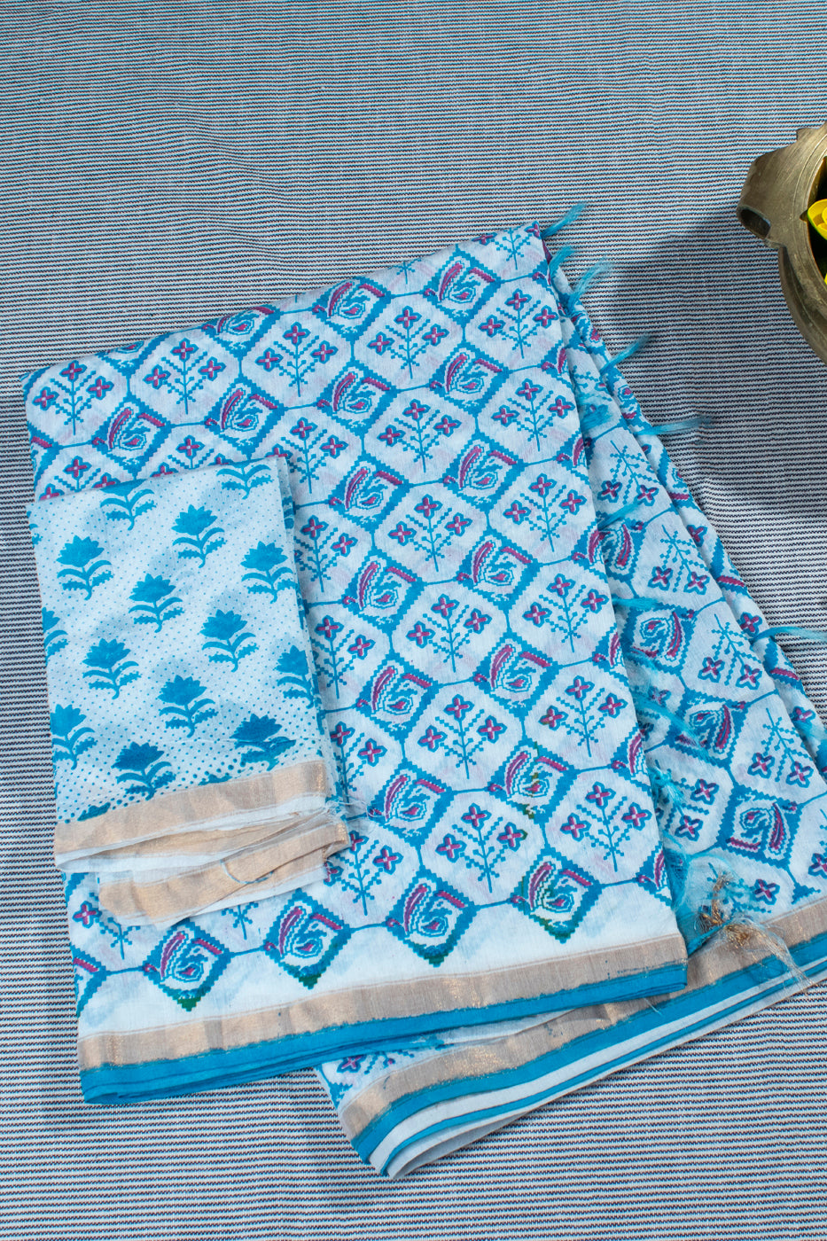 chanderi cotton block print sarees