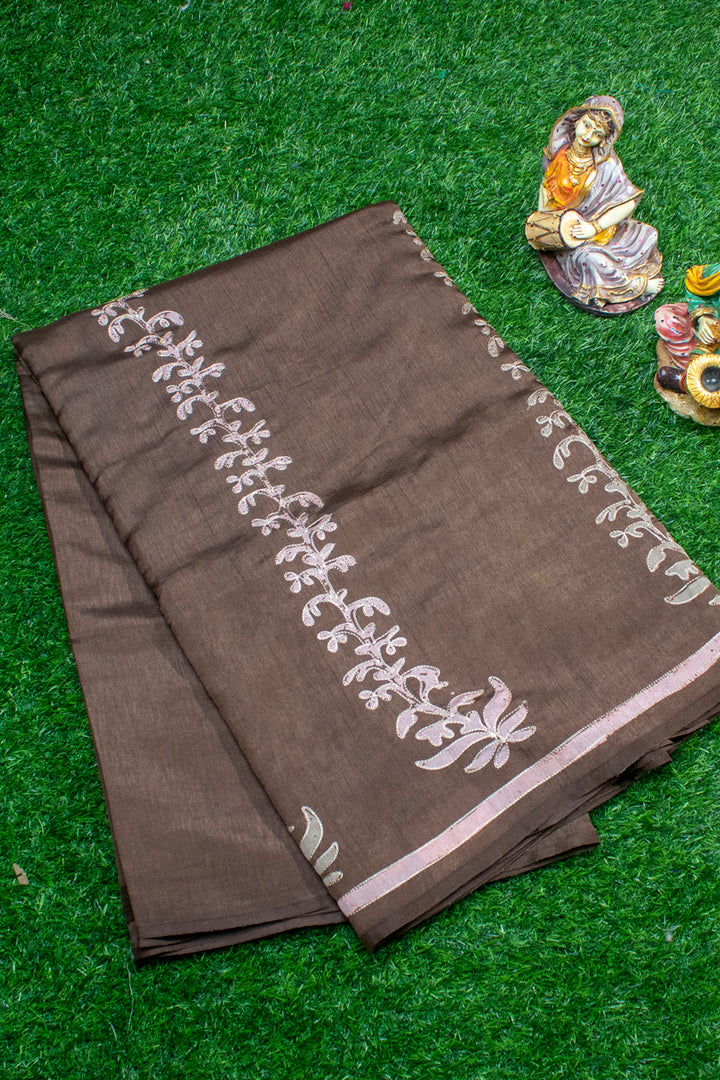 semi crepe with embroidery saree