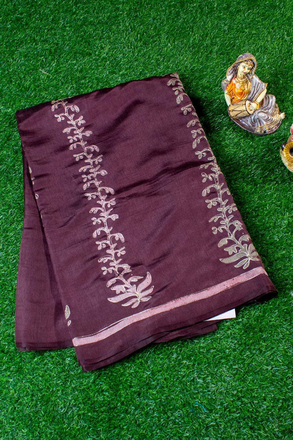 semi crepe with embroidery saree