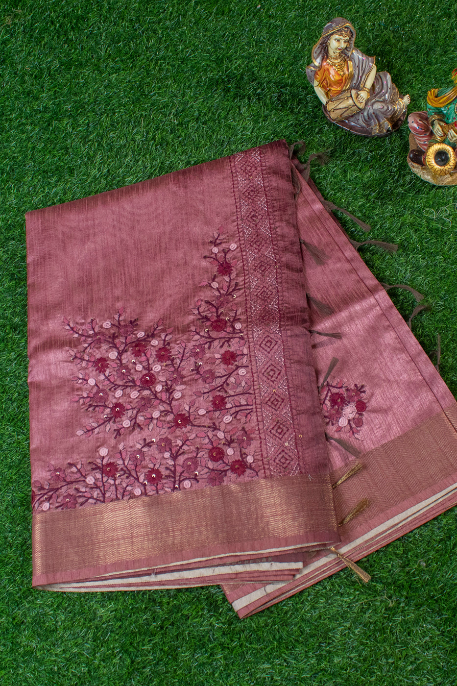 chanderi saree with embroidery ( Handlooms EMB)