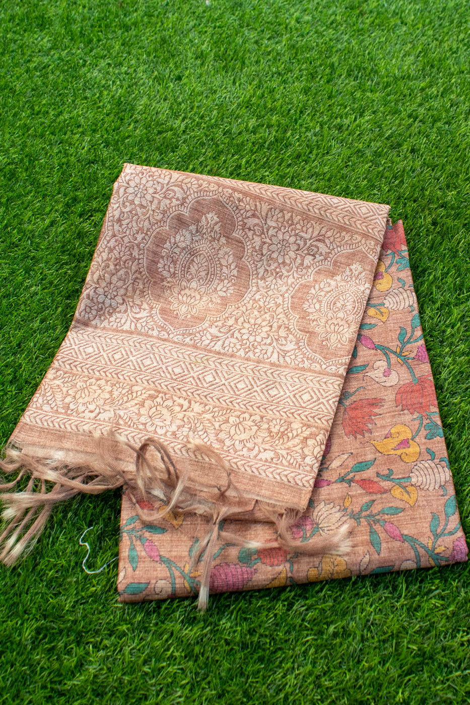 Printed Jute Tussar Saree