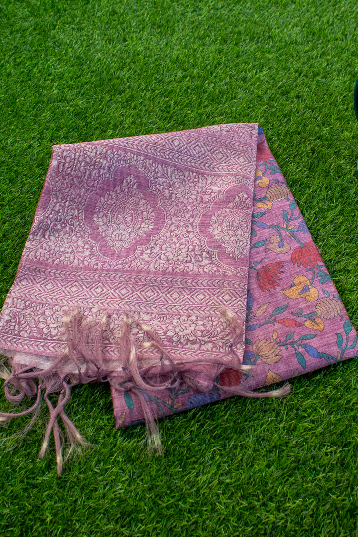 Printed Jute Tussar Saree