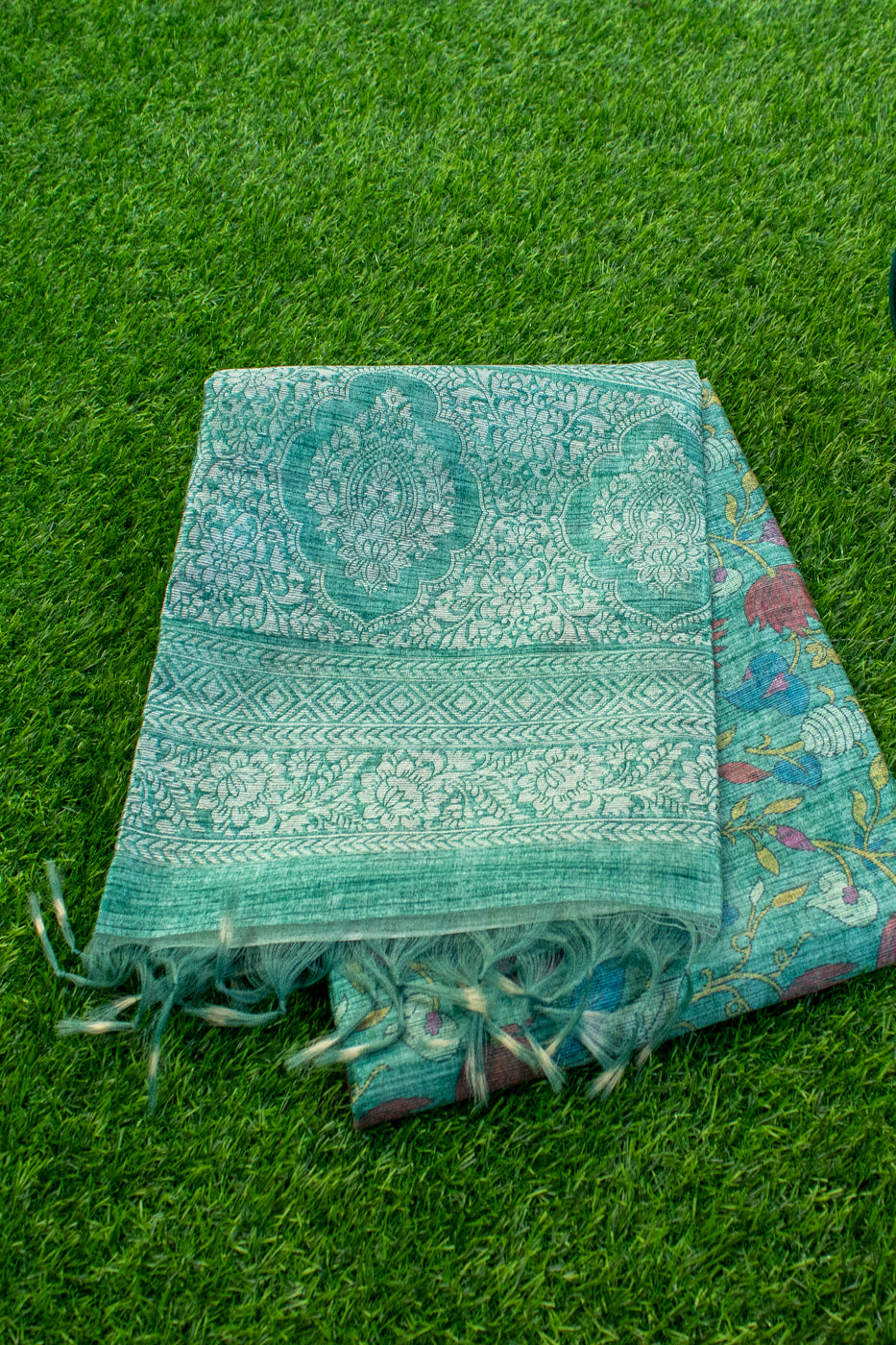 Printed Jute Tussar Saree