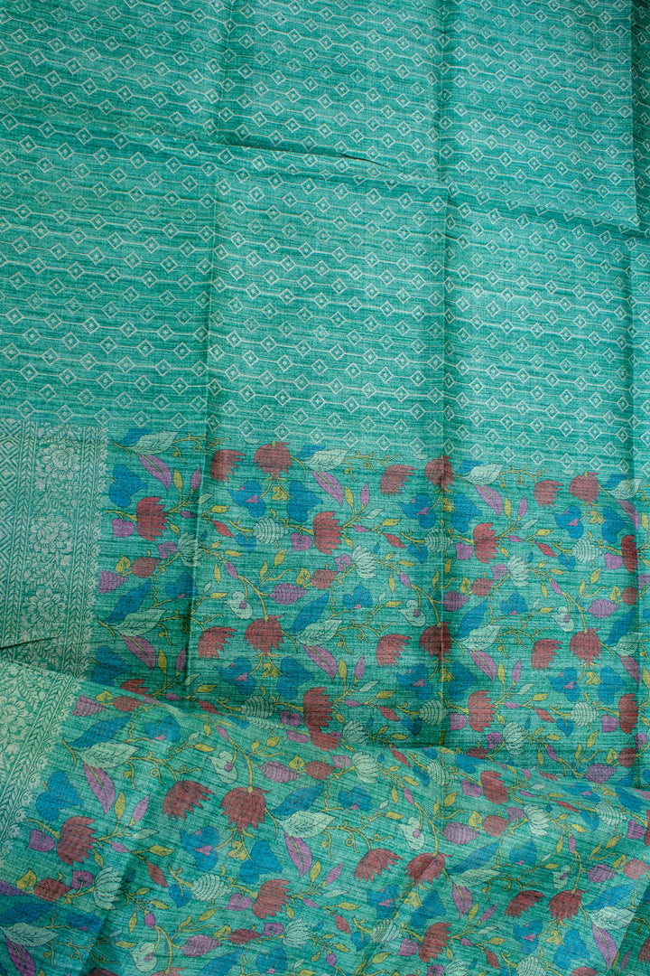 Printed Jute Tussar Saree