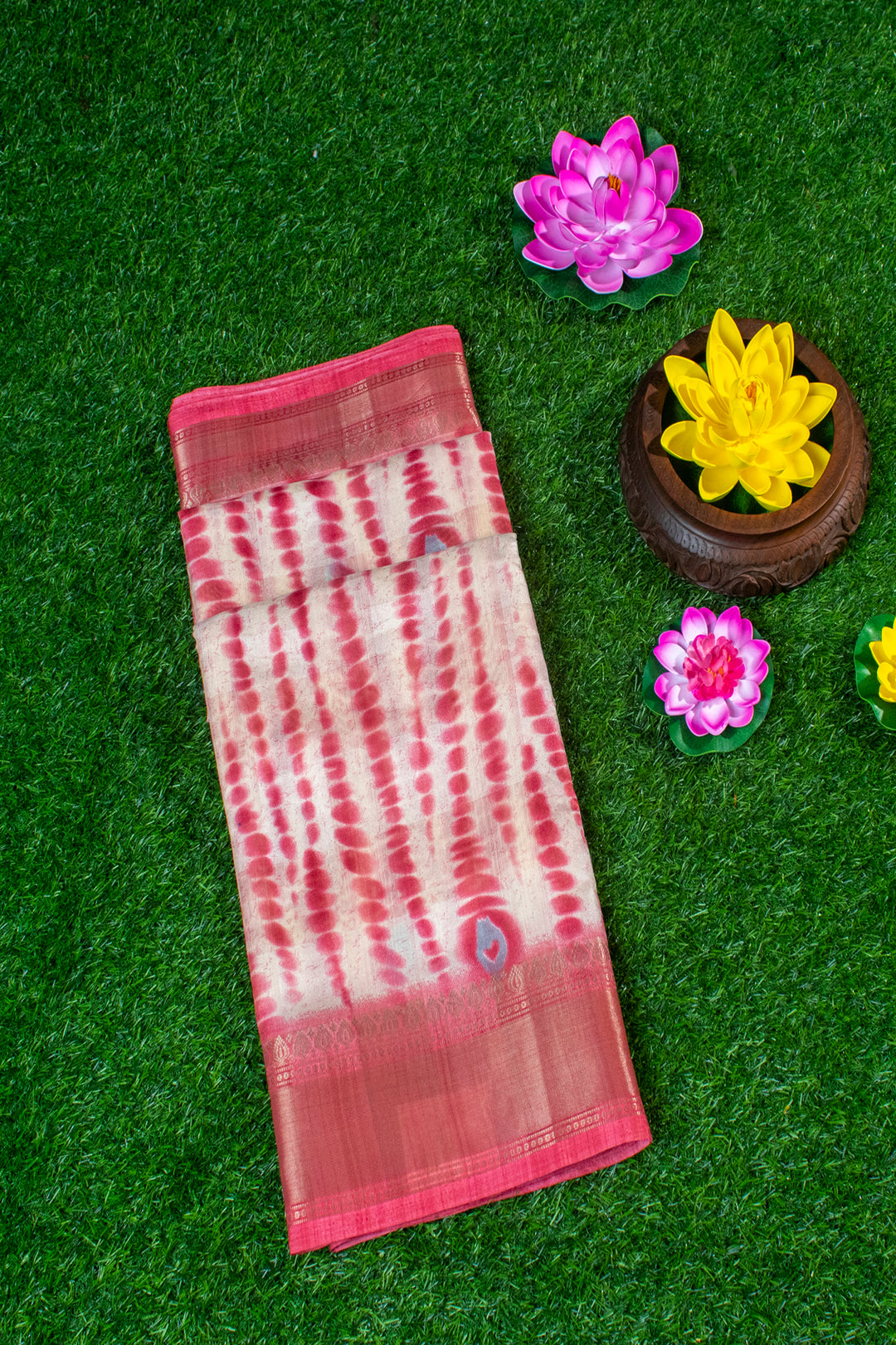 Jute Silk Cotton with Shibori print