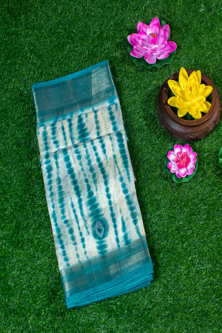 Jute Silk Cotton with Shibori print