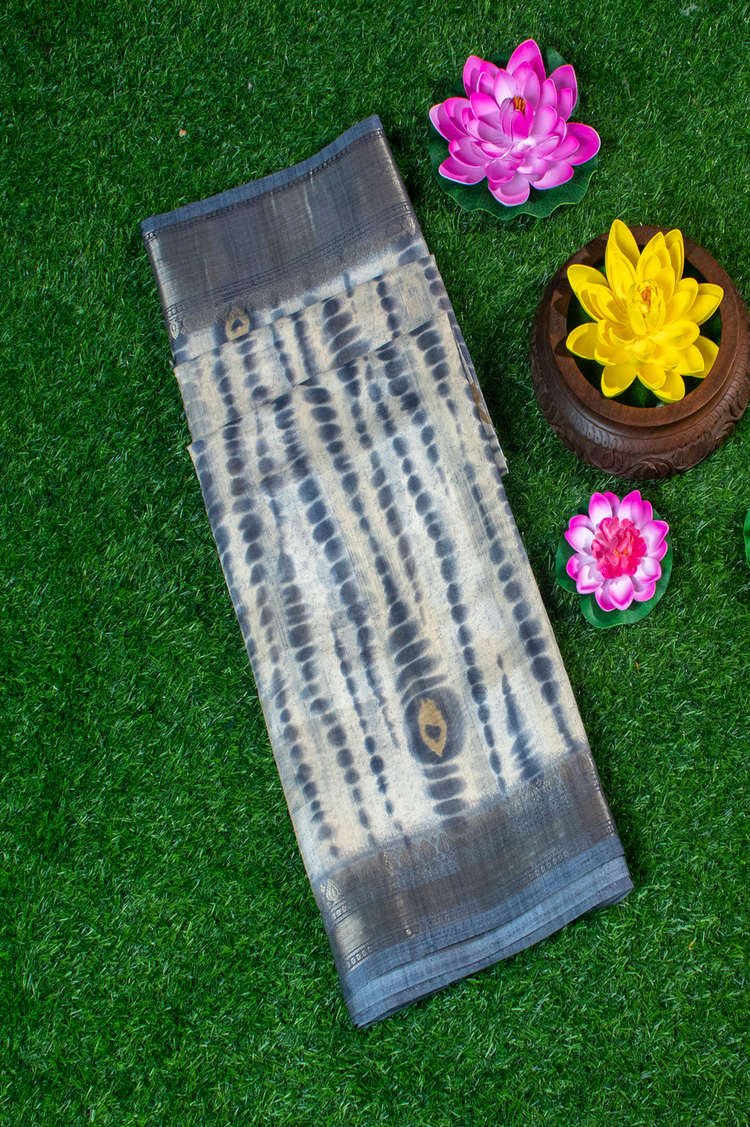 Jute Silk Cotton with Shibori print