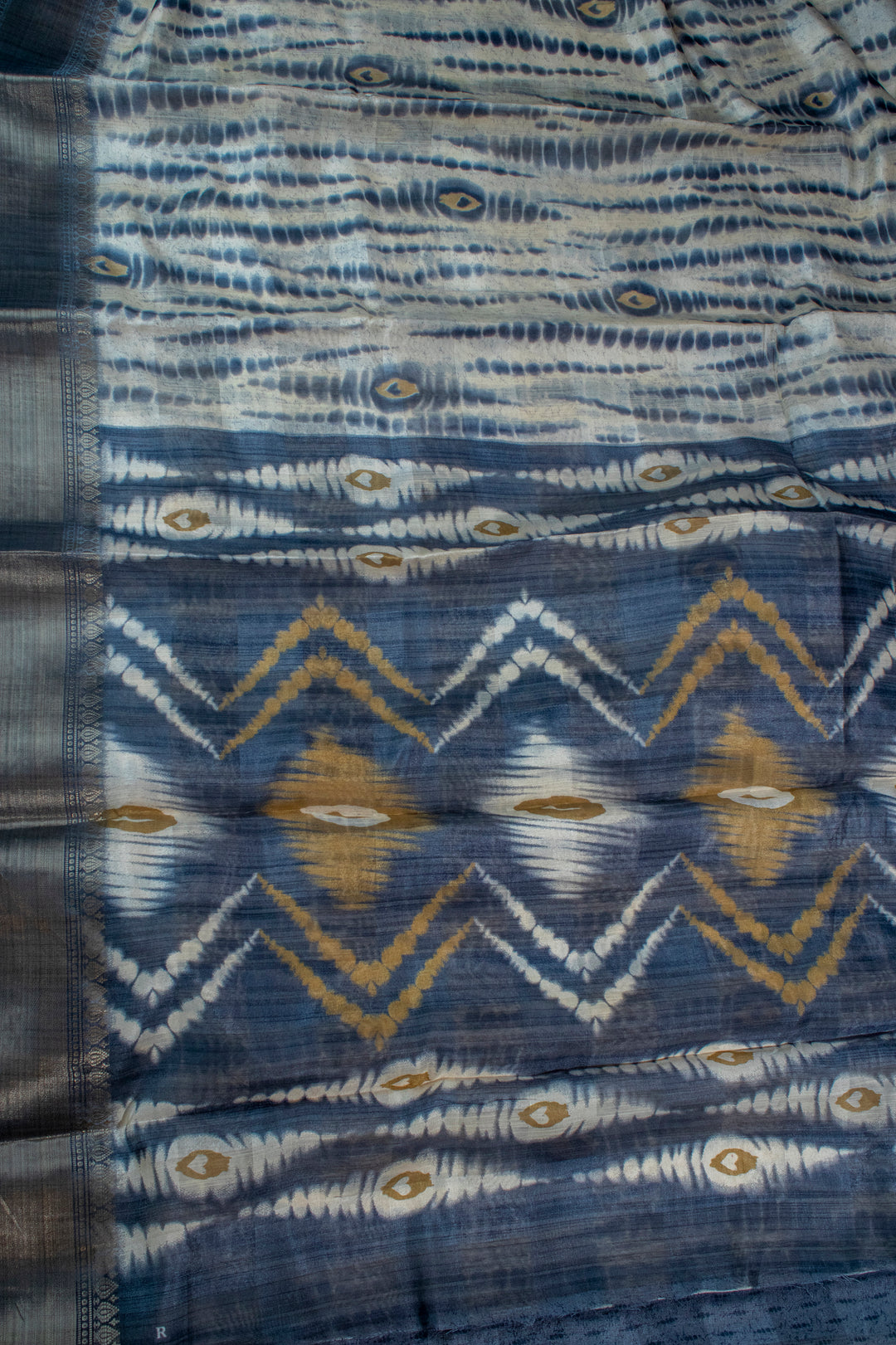 Jute Silk Cotton with Shibori print